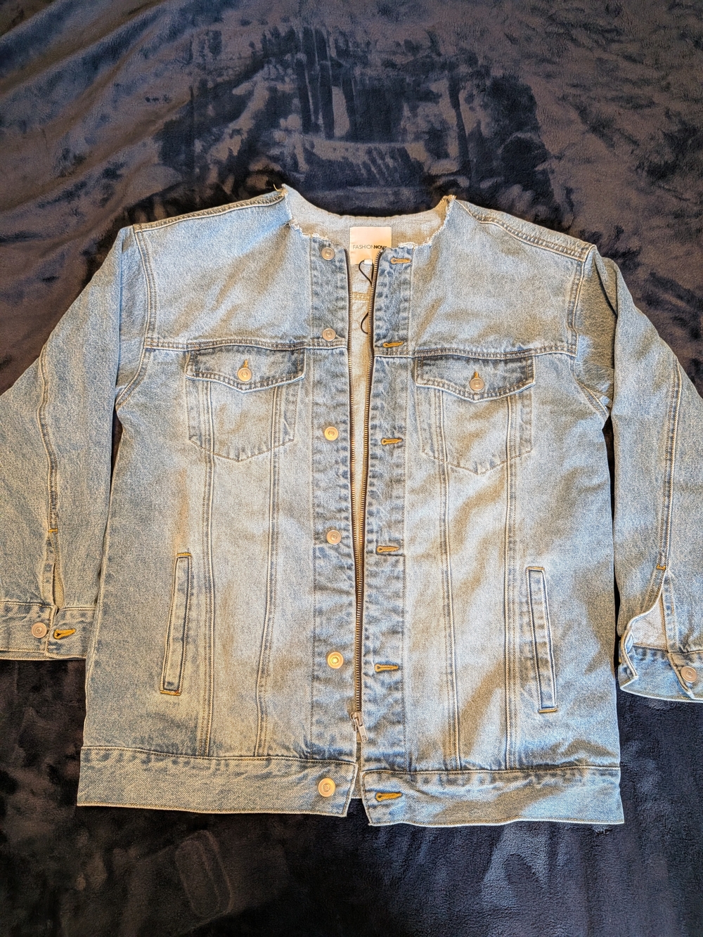 Fashion Nova Women Blue Denim Long Sleeve Jacket S